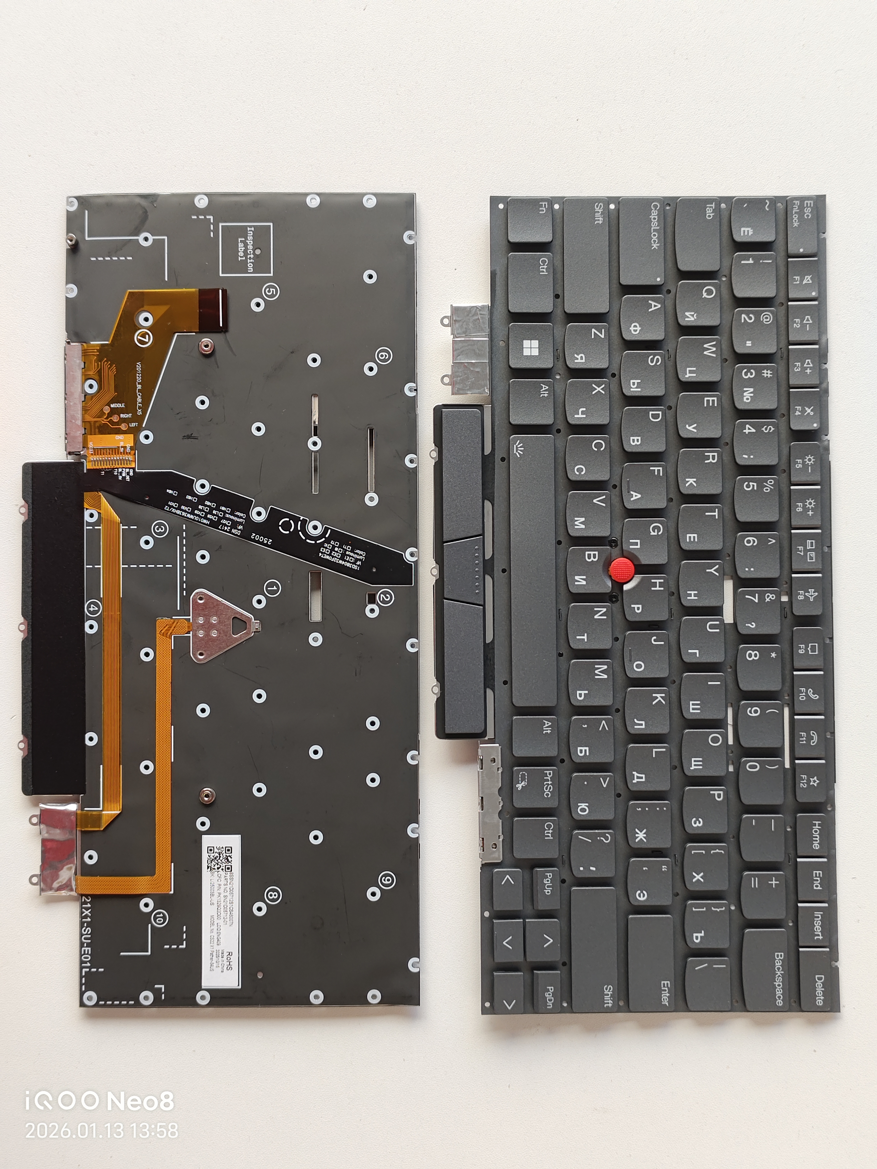 Picture of New Replacement Laptop Keyboard For IBM YOGA X1 2022/YOGA X1 2023 Grey With Point Backlit (OEM) RU Layout